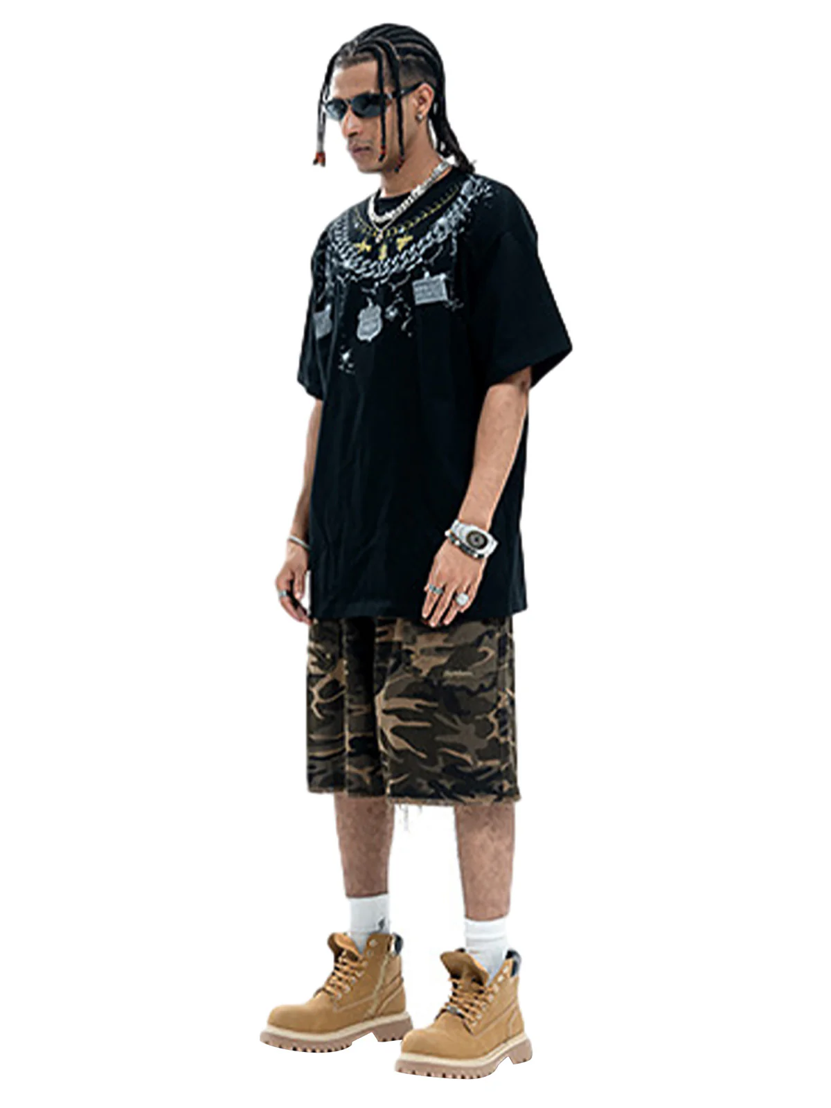 Chain Print Crew Neck T-Shirt