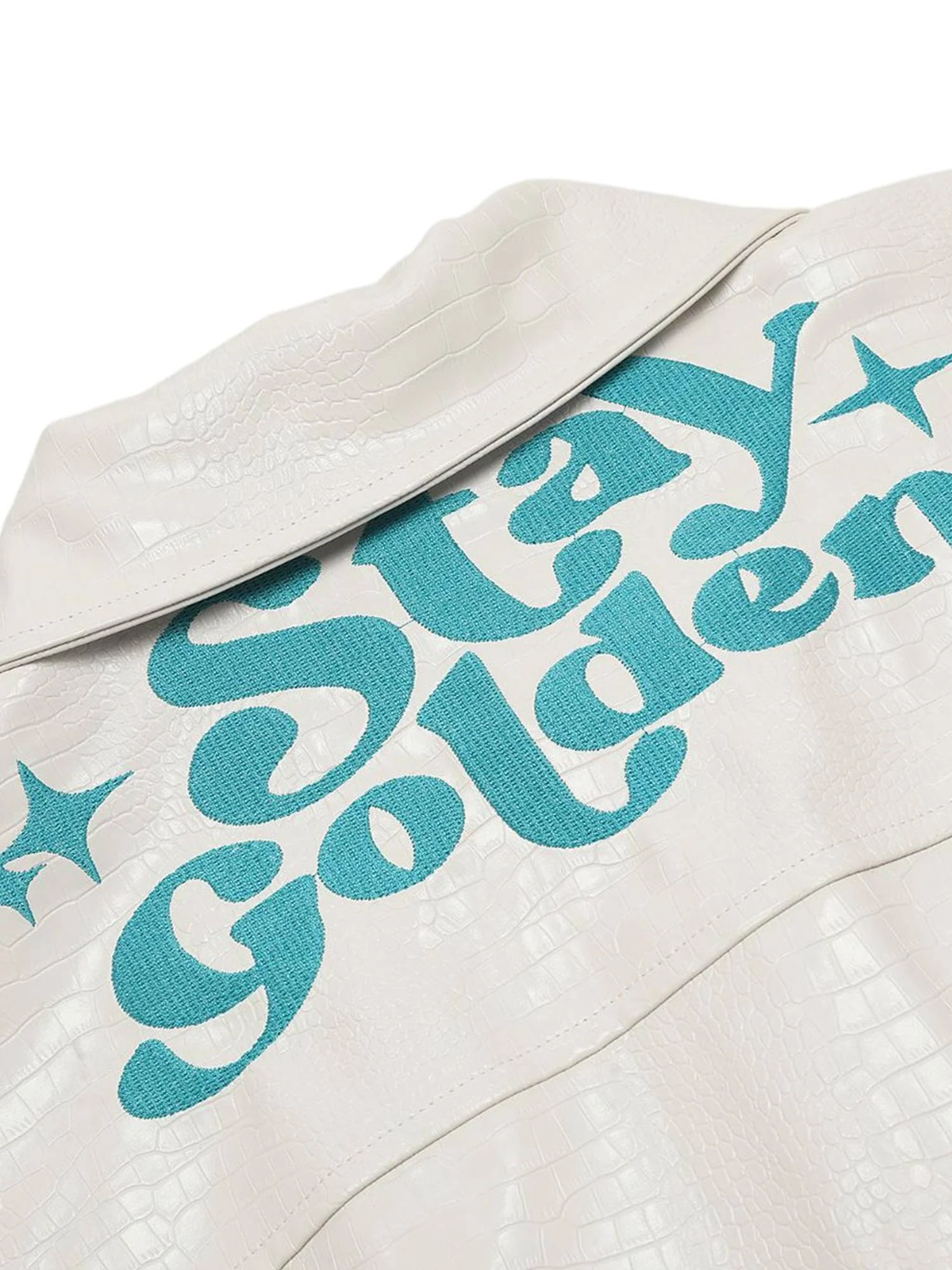 Thesupermade Star Embroidered PU Leather Jacket - 2358