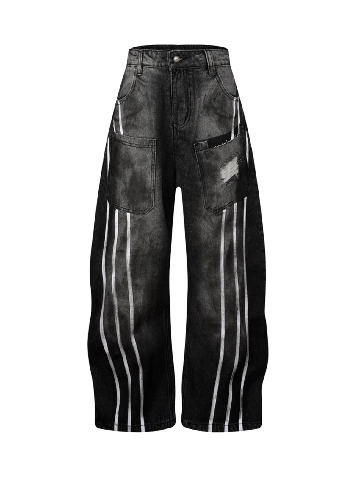 Street Stripe Dirty Dye Barrel Jeans