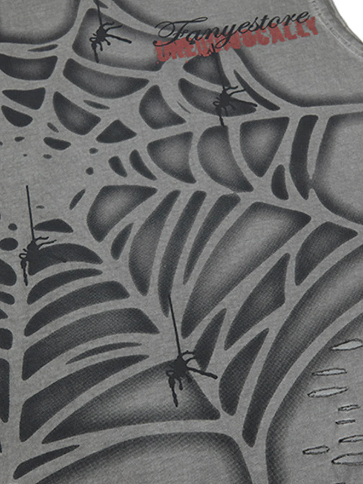 Raggedy Design Spider Web Graphic Vest - 2360
