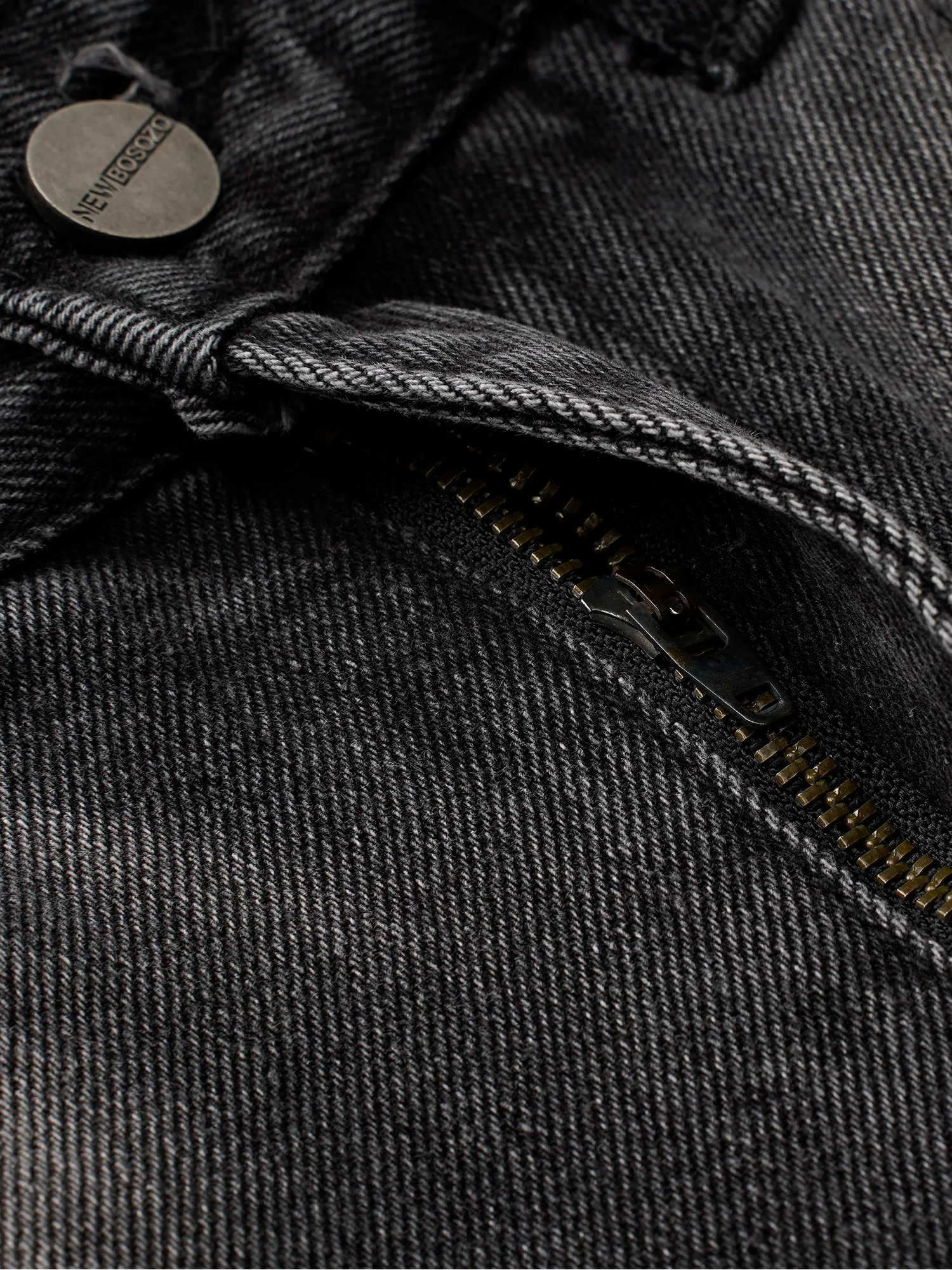 Washed Distressed Raw Edge Barrel Jeans - 2402