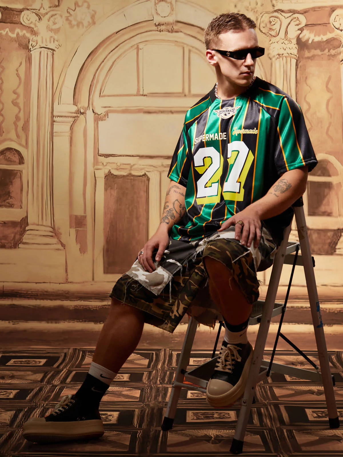 Original Retro Striped Spliced Sports Jersey T-Shirt