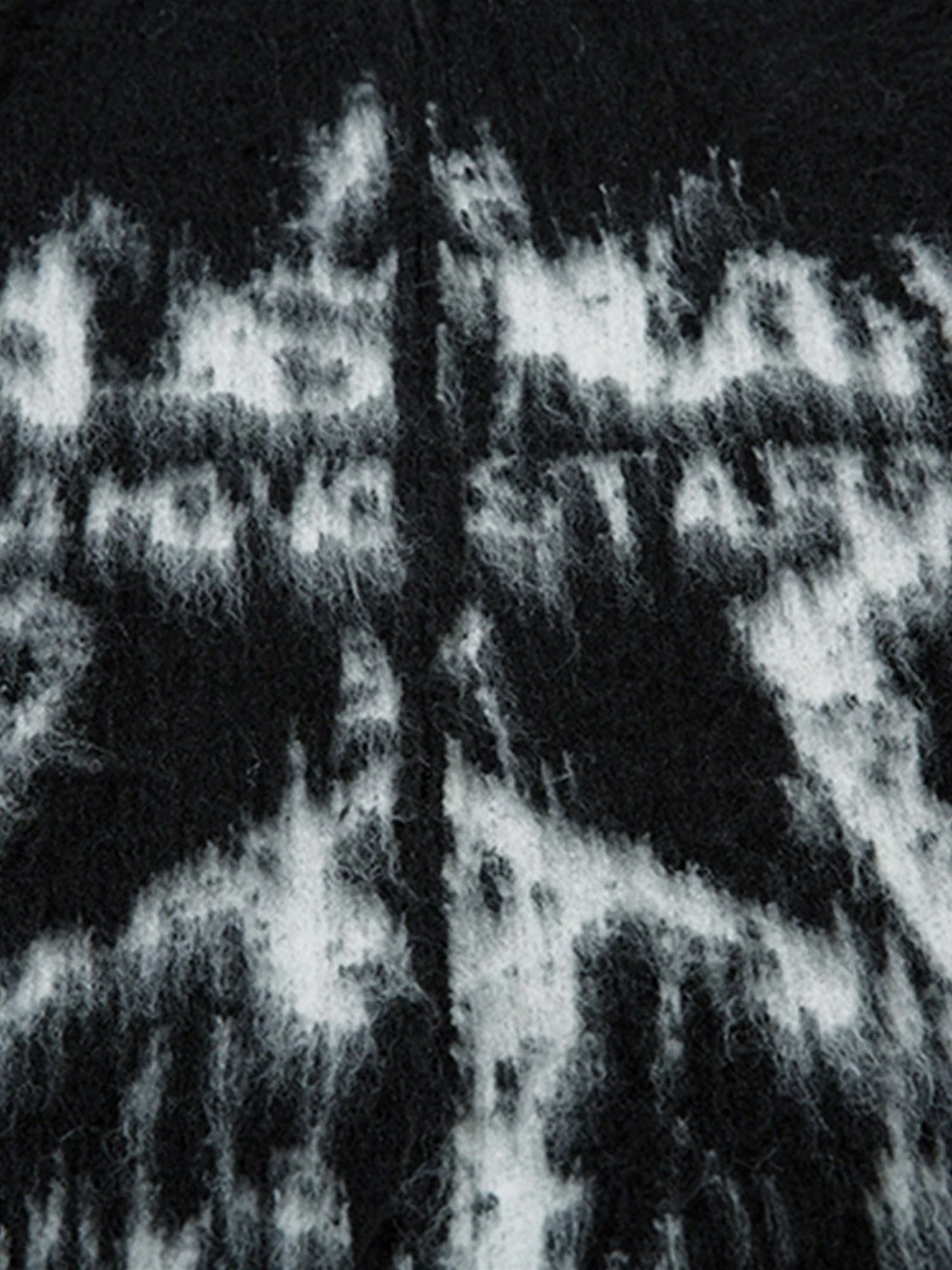 Thesupermade Star Mohair Fuzzy Hooded Zip Up Sweater