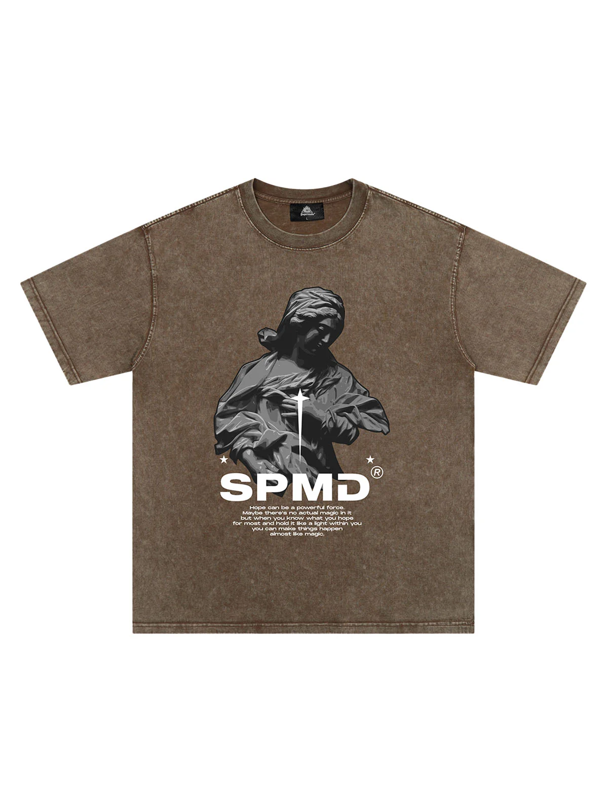 Original Virgin Mary Sculpture Star Print T-Shirt