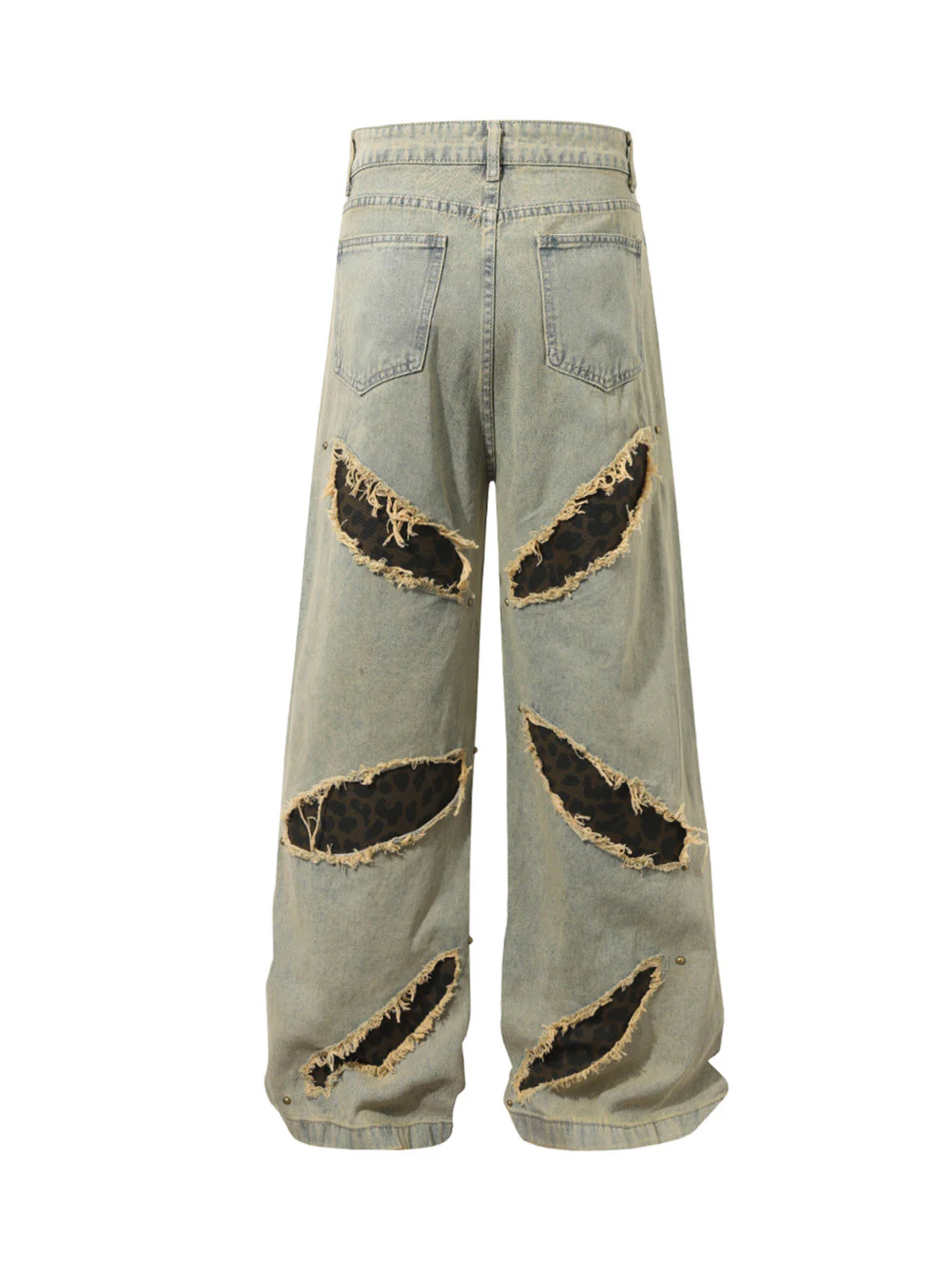 Distressed Raw Edge Patch Jeans