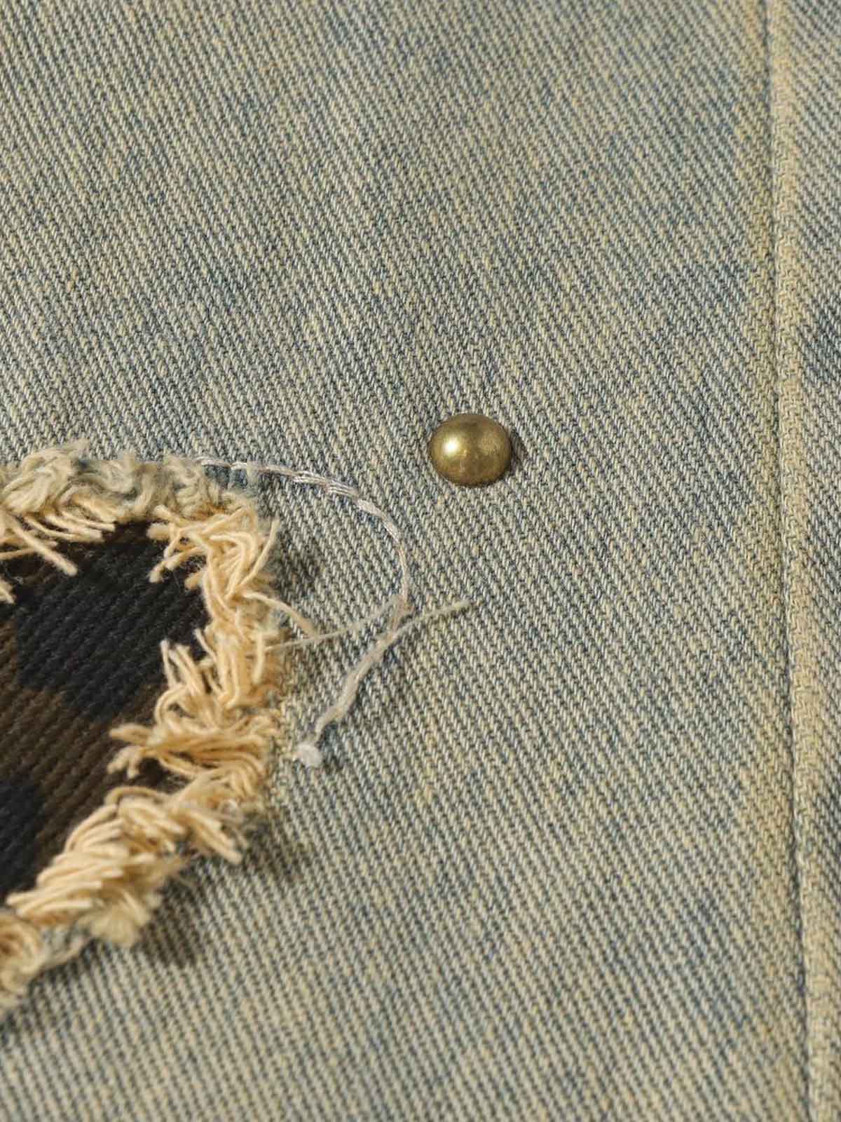 Distressed Raw Edge Patch Jeans