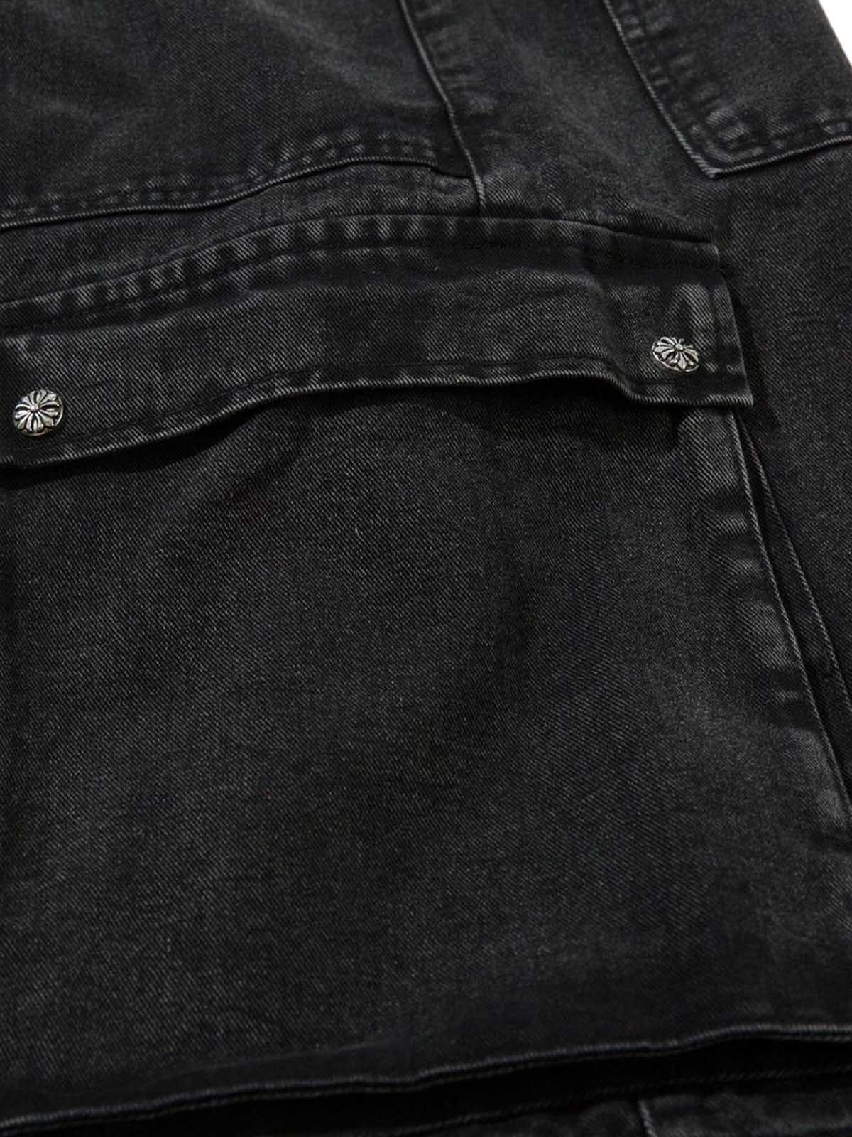 Grommet Design Multi-Pocket Cargo Jeans