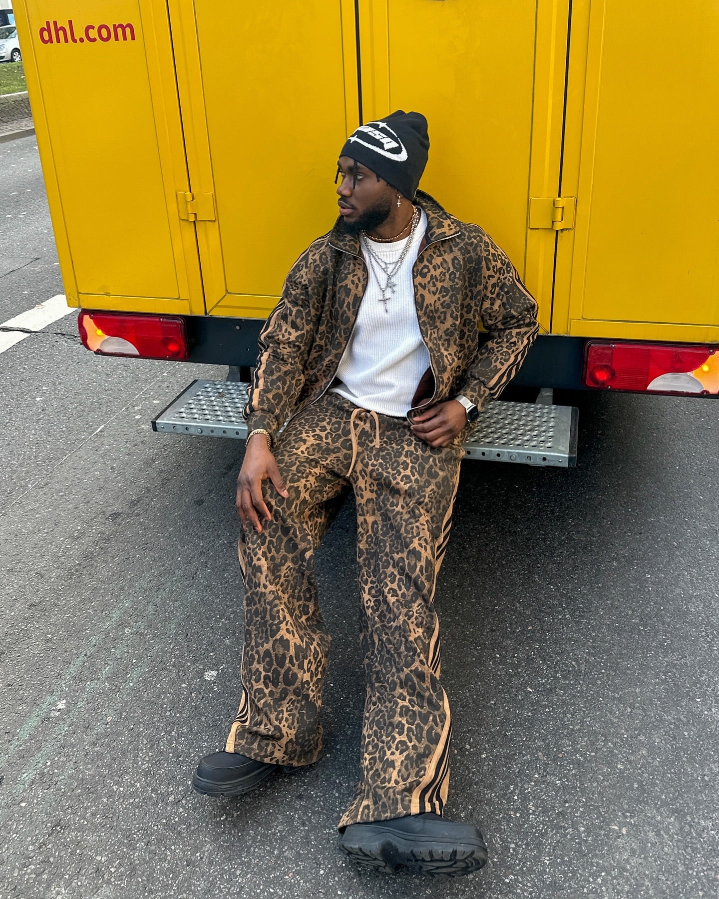 Thesupermade Cheetah Print Suede Tracksuit - 2277