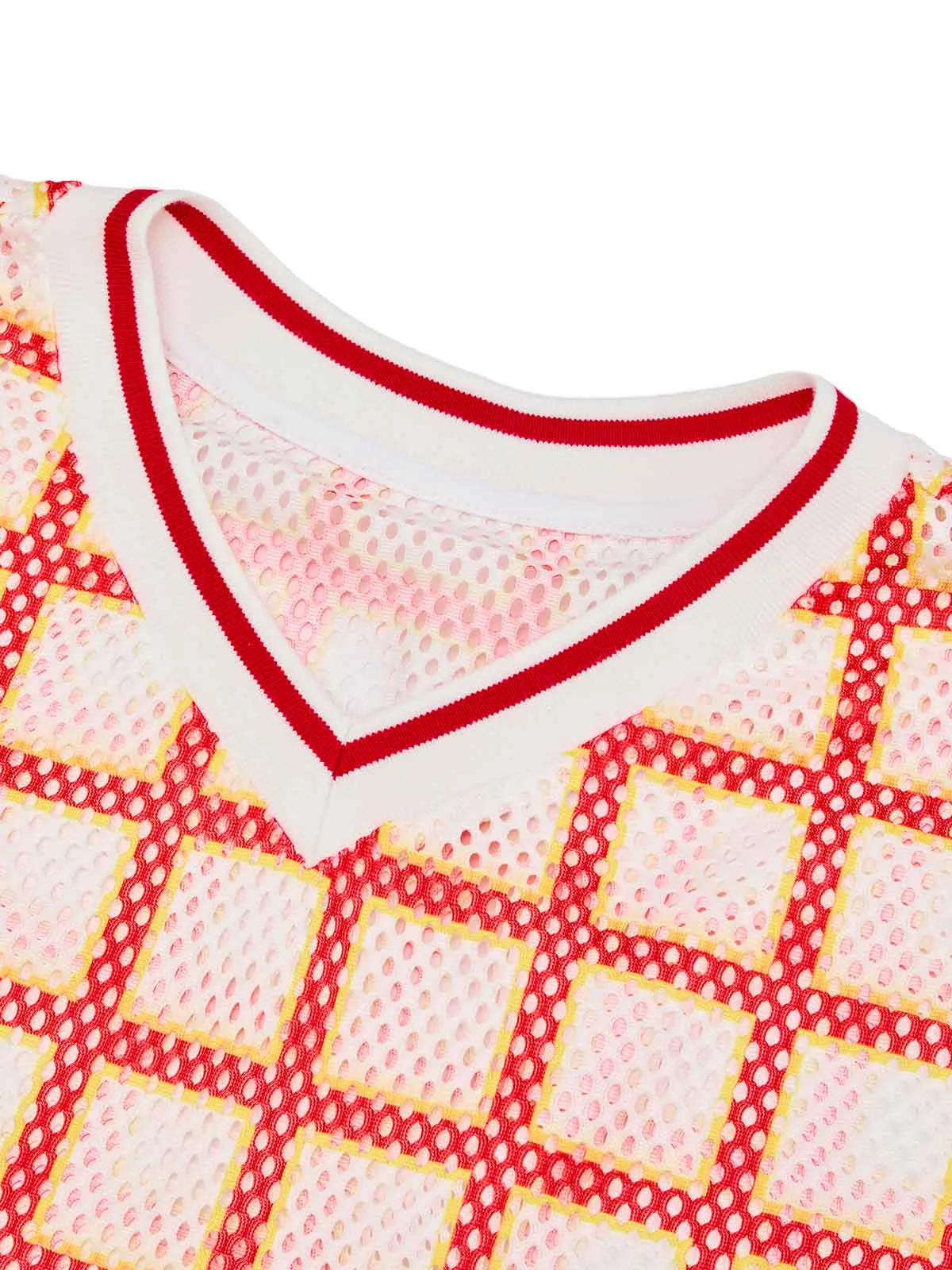 Original Jersey Plaid V-Neck T-shirt