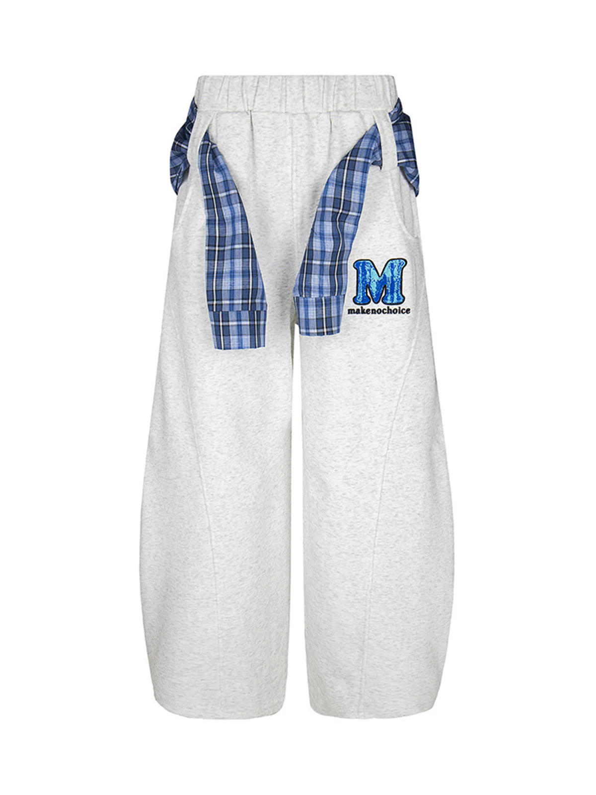 Plaid Belt Barrel Pants