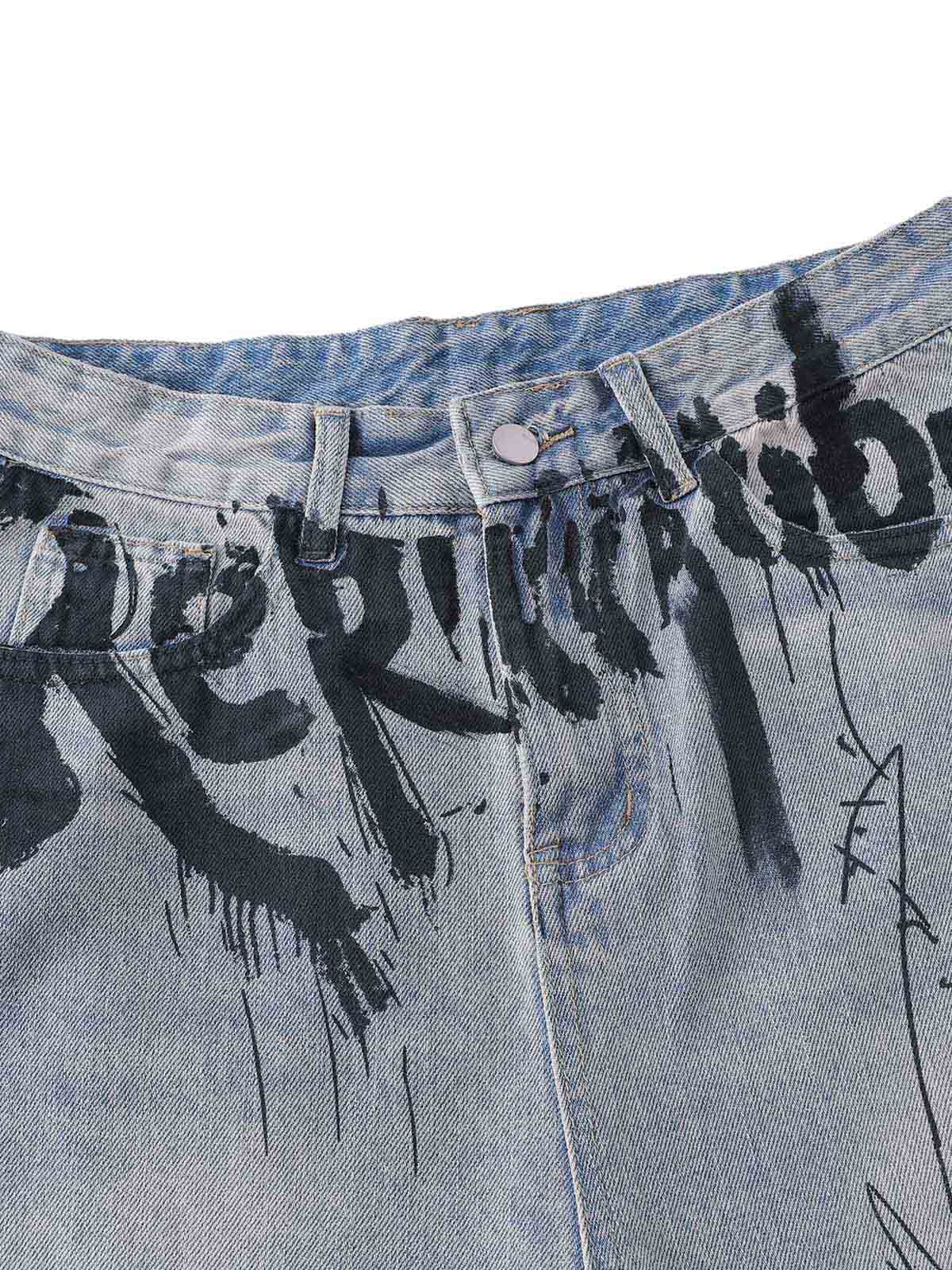 Graffiti Letter Denim Shorts
