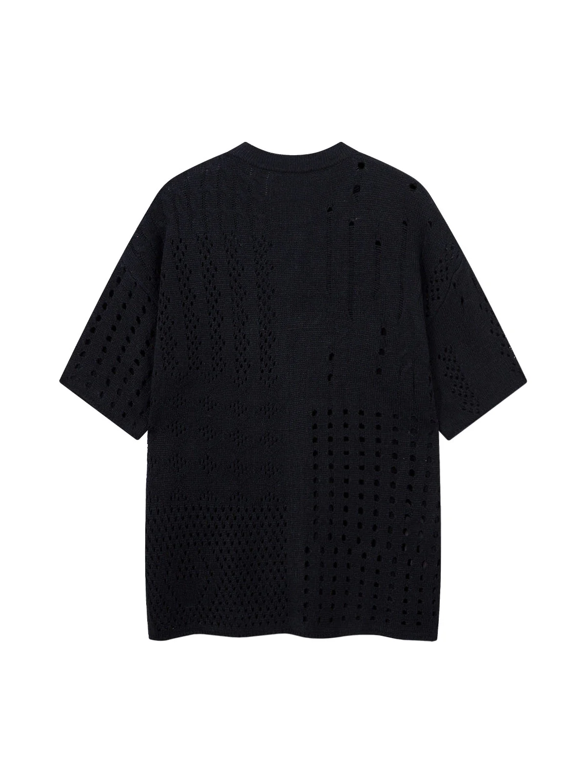 Openwork Knit Short-Sleeve Sweater