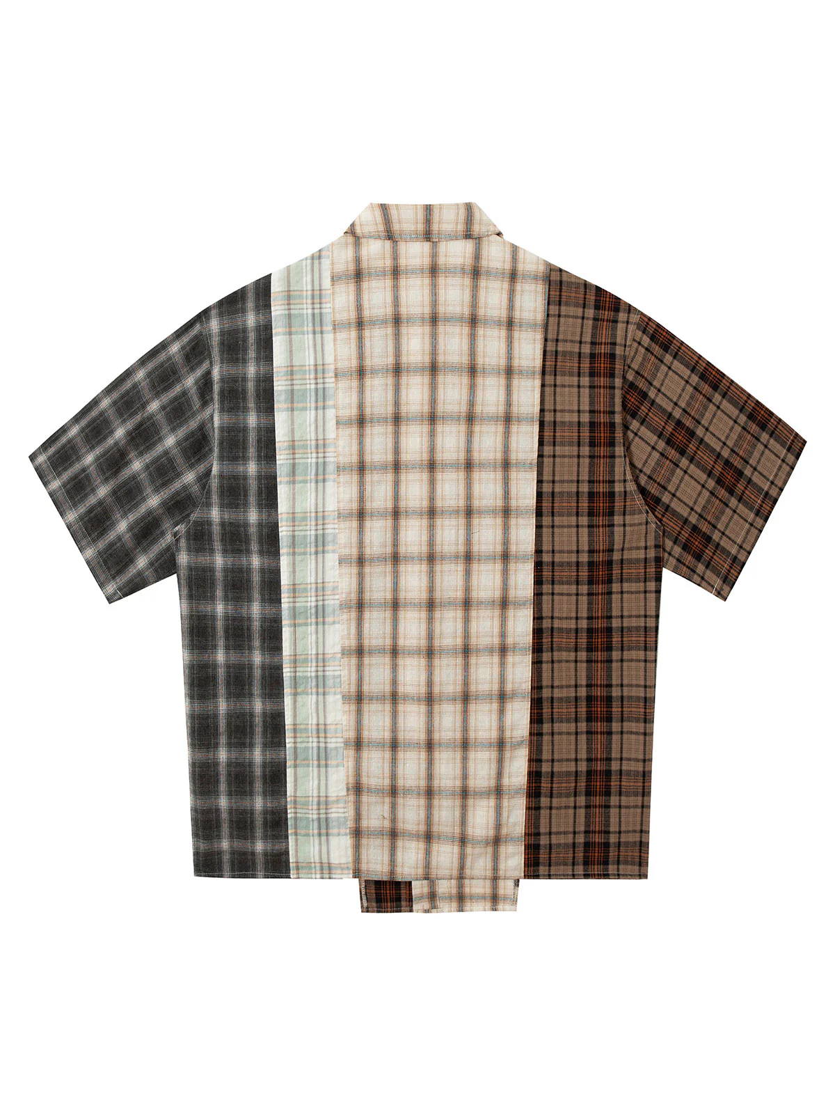 Patchwork Plaid Short-Sleeve Shirt