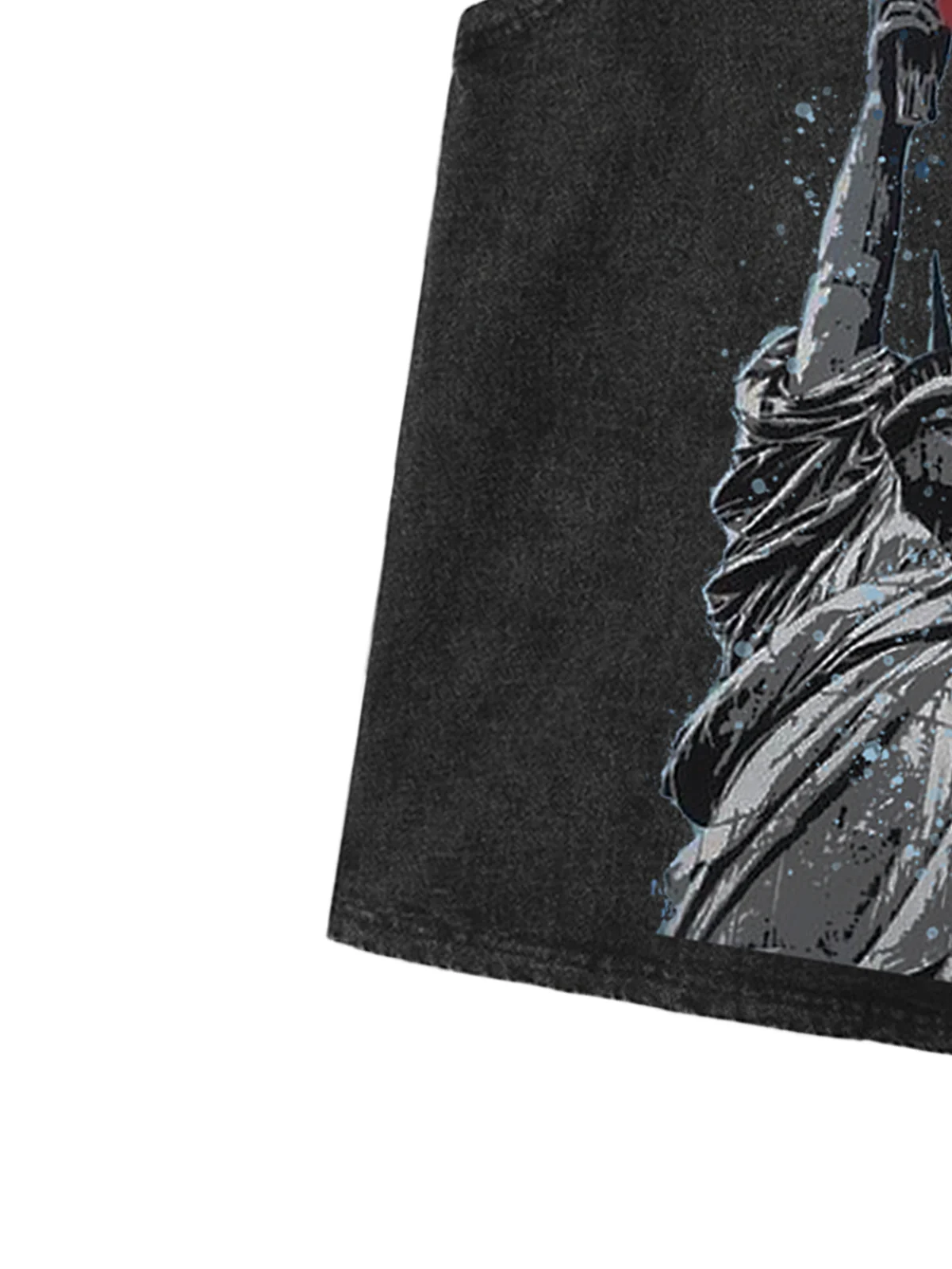 Orginal Funny Graffiti Statue Of Liberty Print Vest