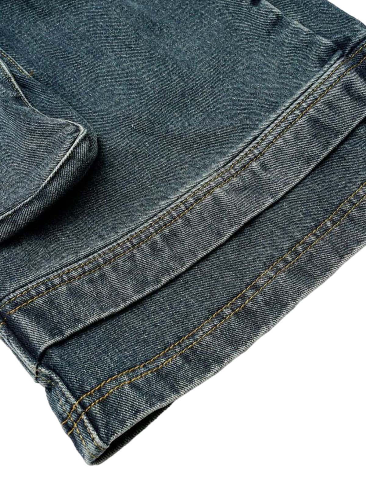 Washed Multi-Pocket Denim Cargo Jorts
