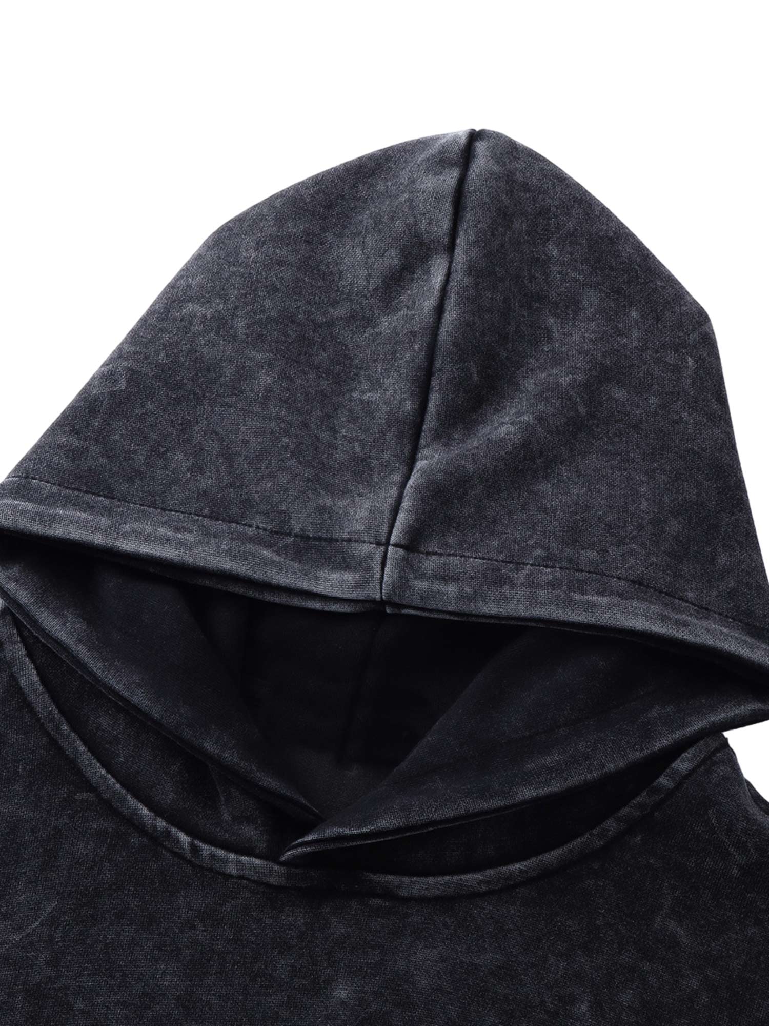 Thesupermade Washed Flame Printed Hooded Fleece Sweatshirt