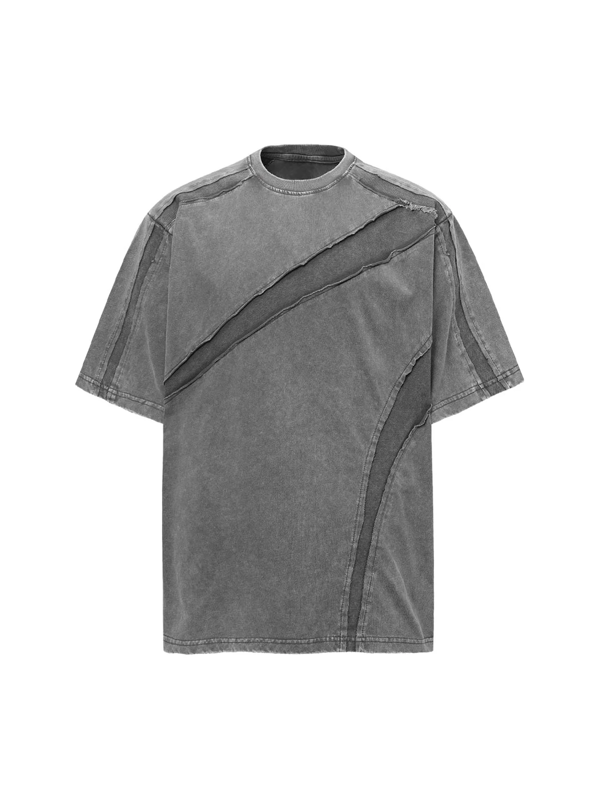 Washed Raw Edge Split Oversized T-Shirt