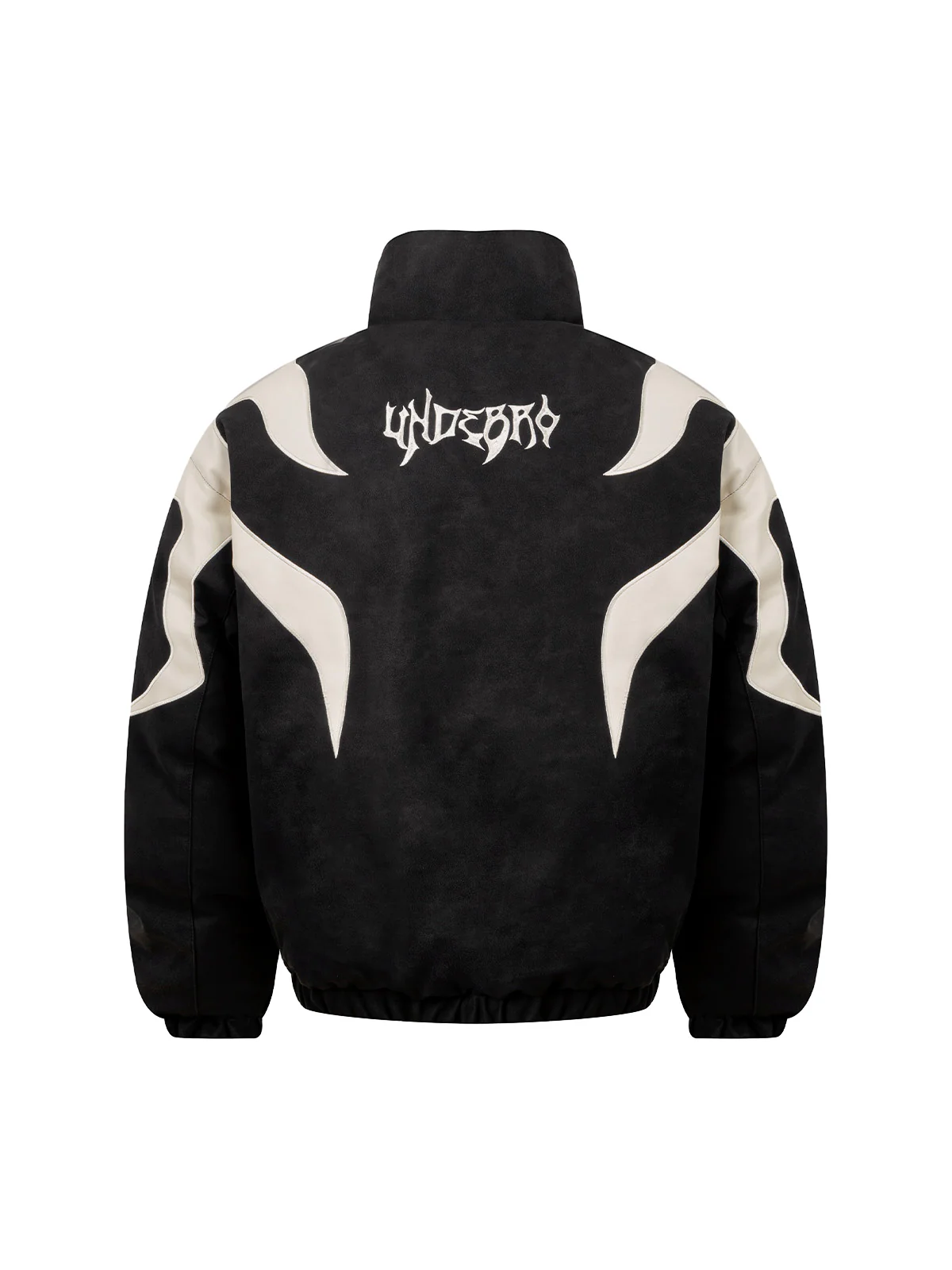 Street Flame Embroidered Suede Padded Puffer Jacket - 2283