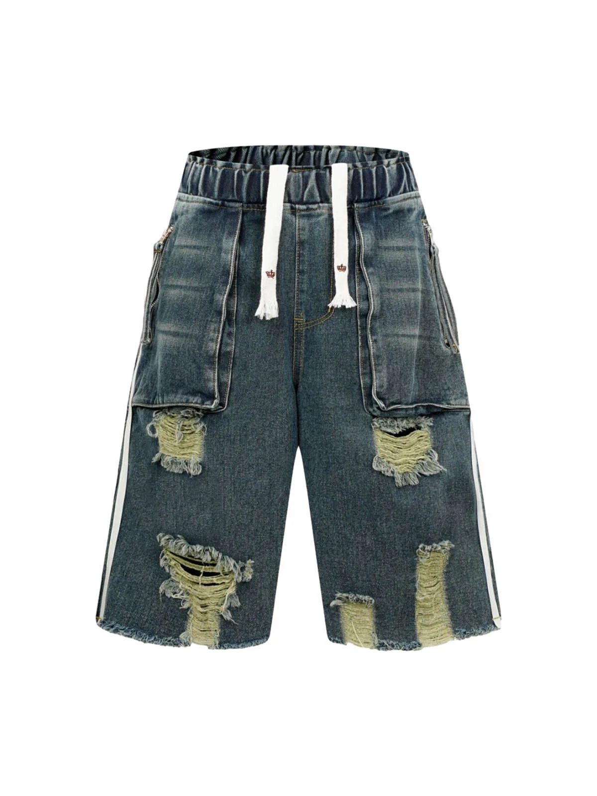 Distressed Cargo Denim Shorts - 2378