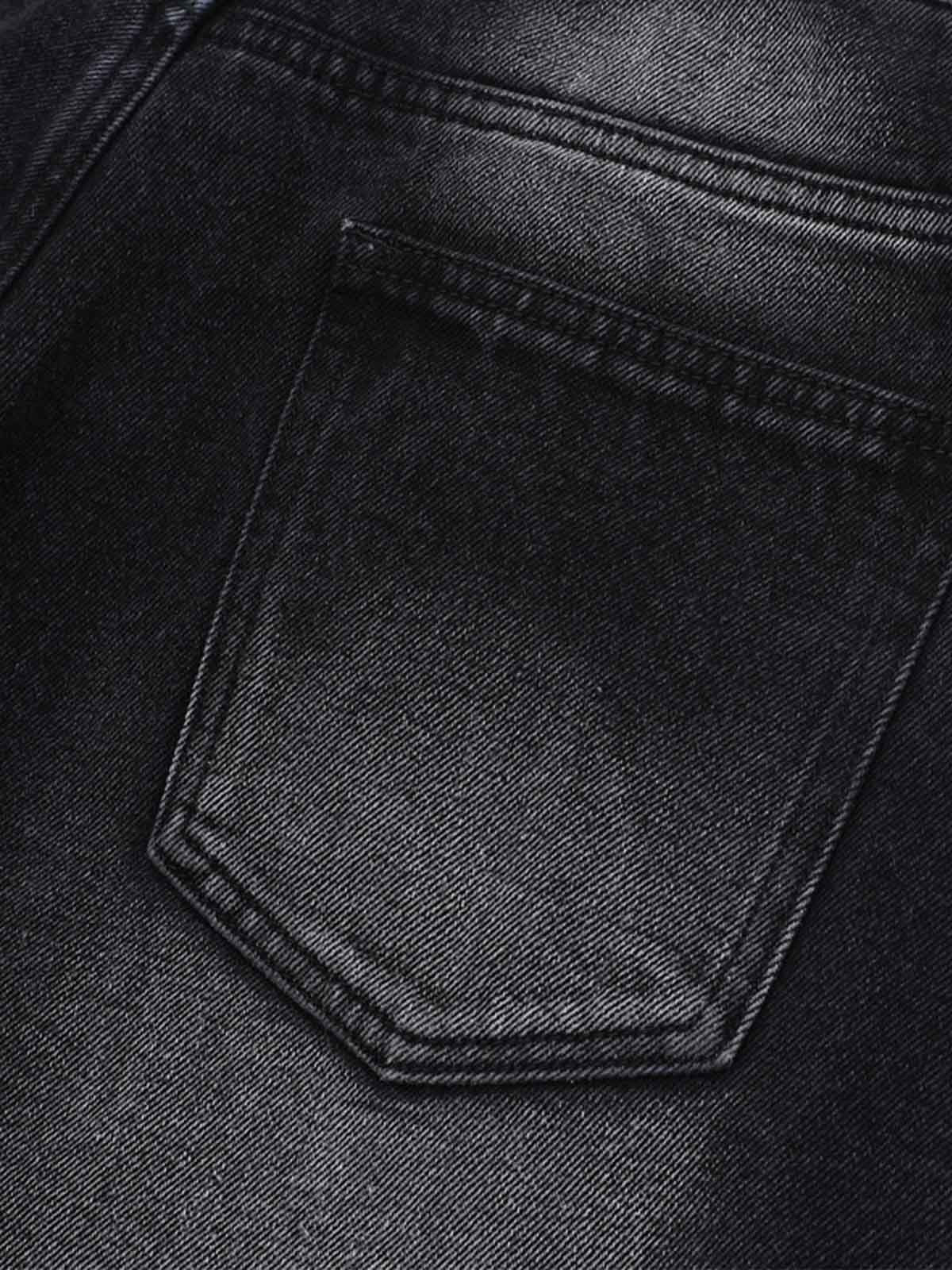 Distressed Washed Workwear Denim Shirt And Jorts Set