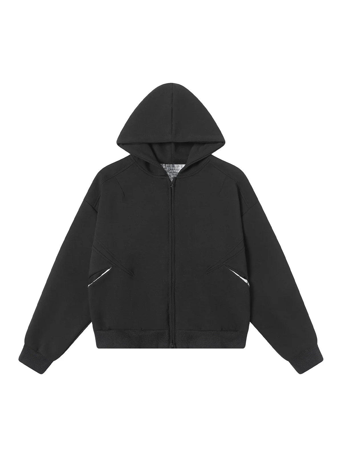 Retro Plaid Lining Zip Up Hooded Sweatshirt