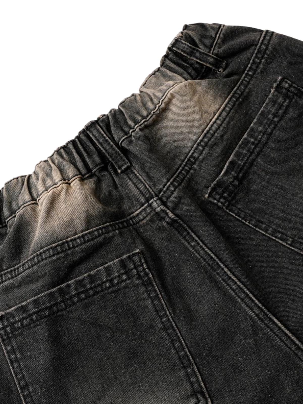 Washed Distressed Raw Edge Denim Jorts