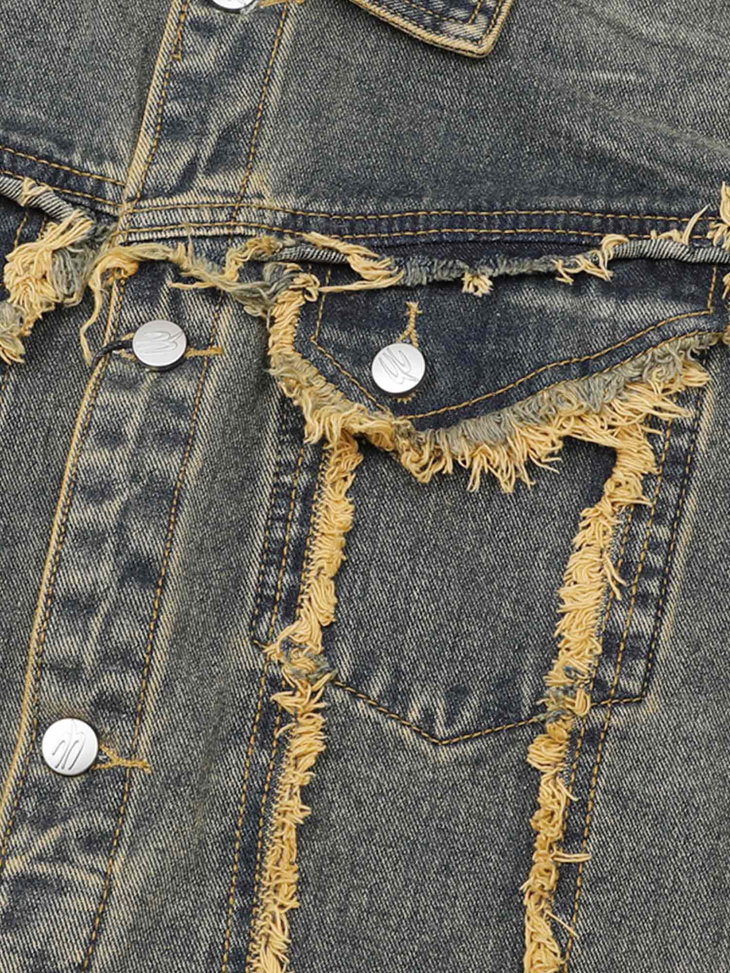 Thesupermade Raw Edge Distressed Denim Jacket