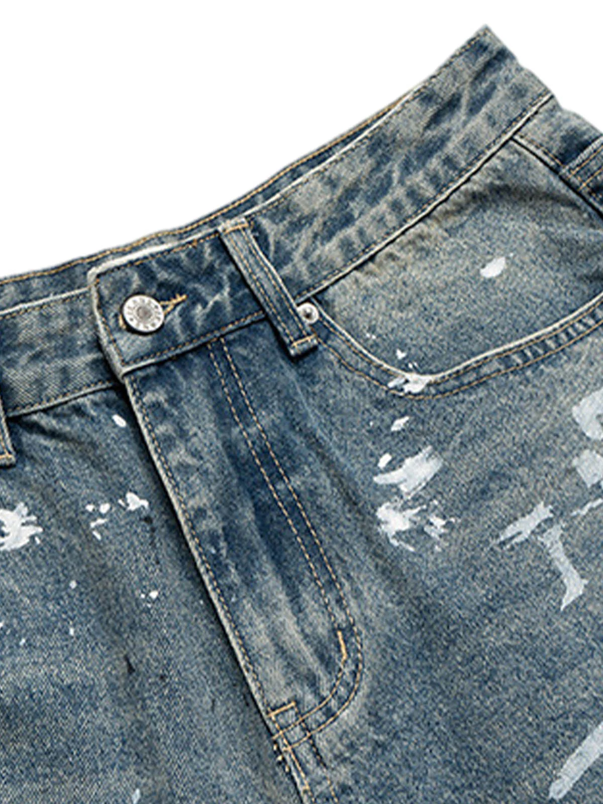 Retro Scissors Print Cropped Denim Shorts