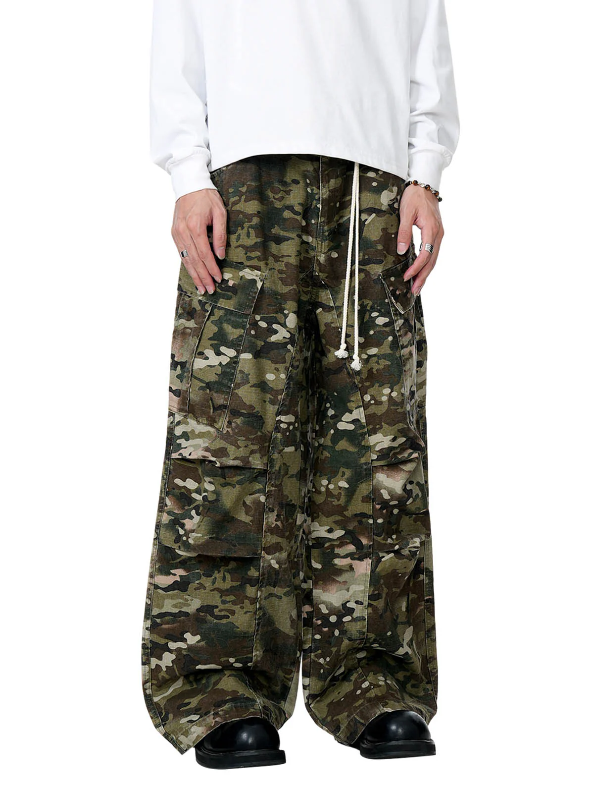 Camouflage Drawstring Cargo Pants - 2315