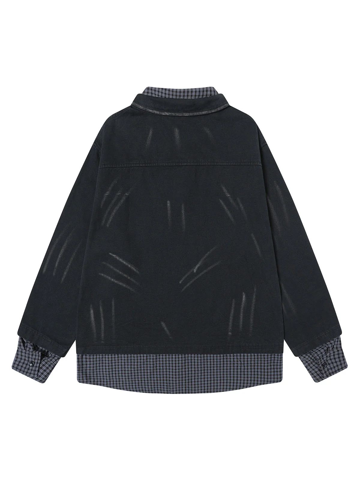 Wasteland Style Retro Washed Faux Two-Piece Shirt