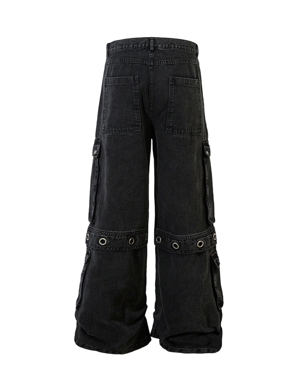 Grommet Design Multi-Pocket Cargo Jeans