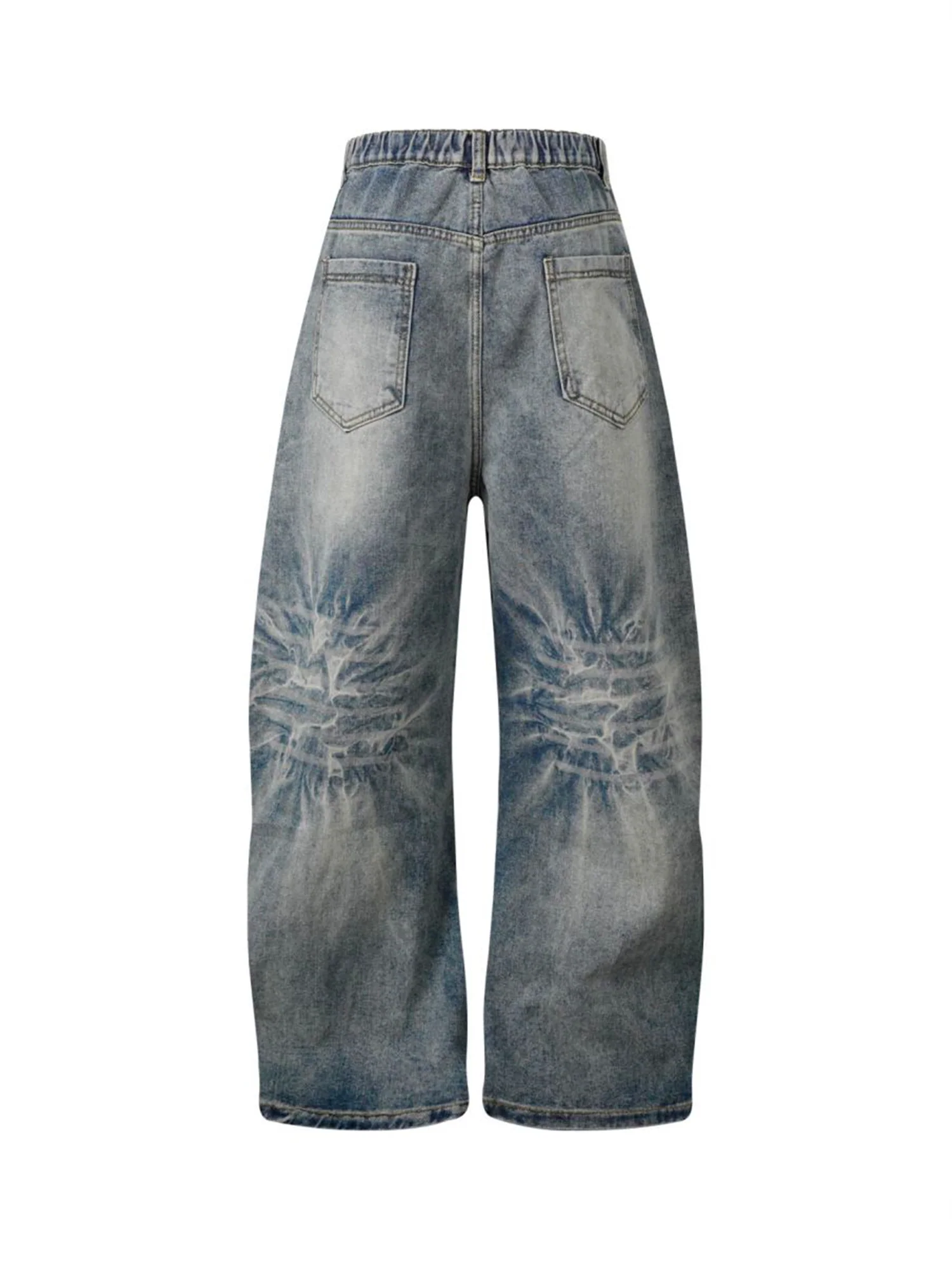 Washed Distressed Deconstructed Split Barrel Jeans - 2359