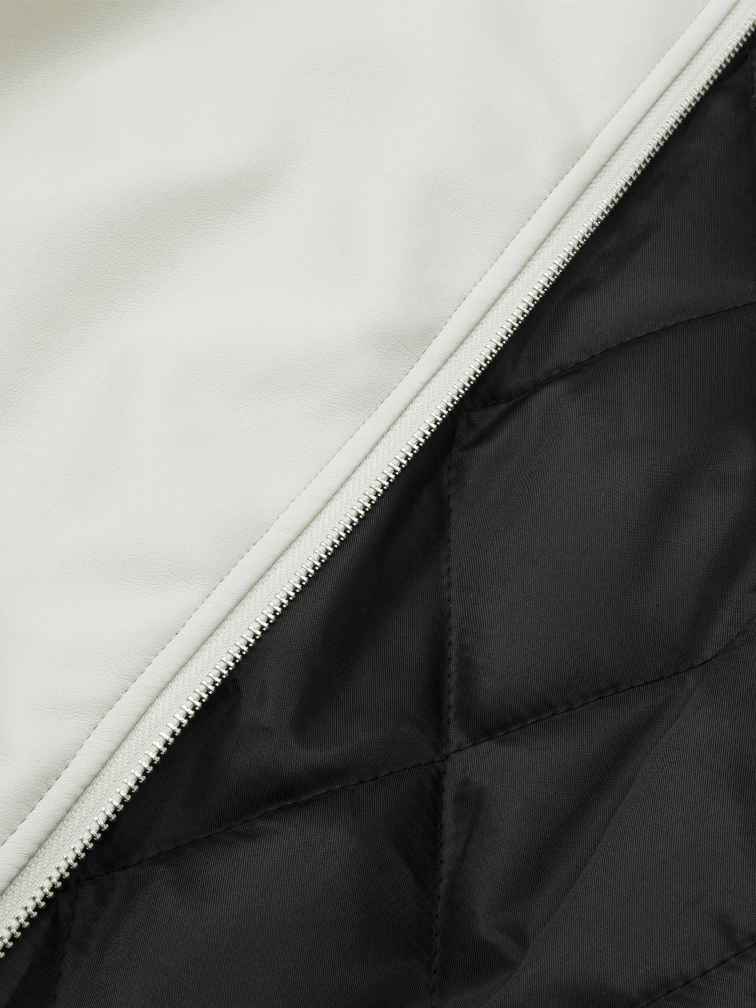 Thesupermade Embroidered Fur Collar PU leather Quilted Jacket - 2272