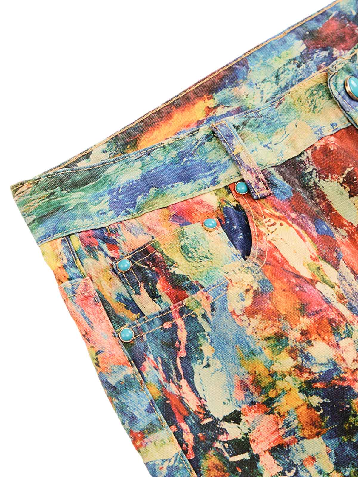 Street Oil Painting Color Straight Jeans - 2348