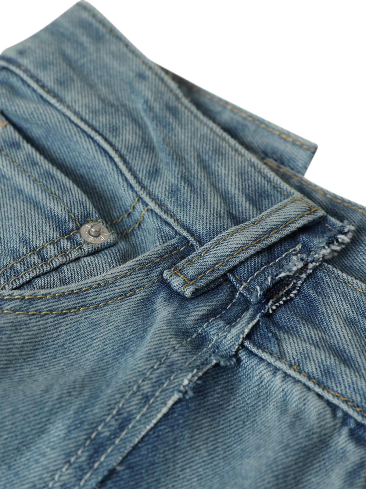 Washed Deconstructed Irregular Patchwork Straight Jeans