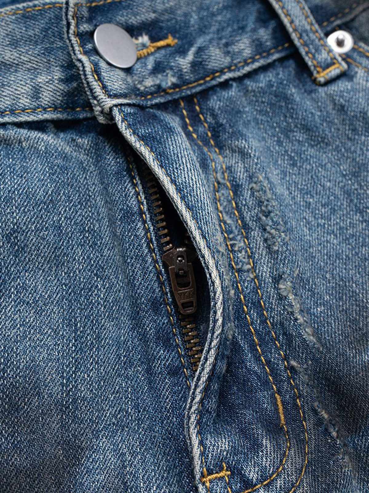 Tie-Dye Distressed Denim Shorts