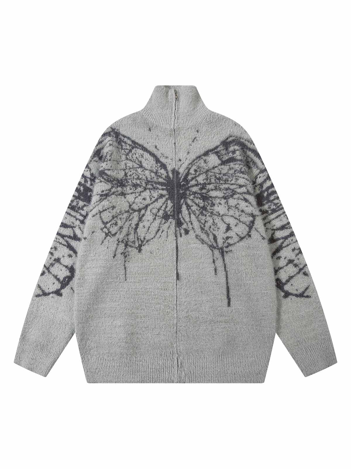Thesupermade Butterfly Jacquard Knit Mock Neck Sweater