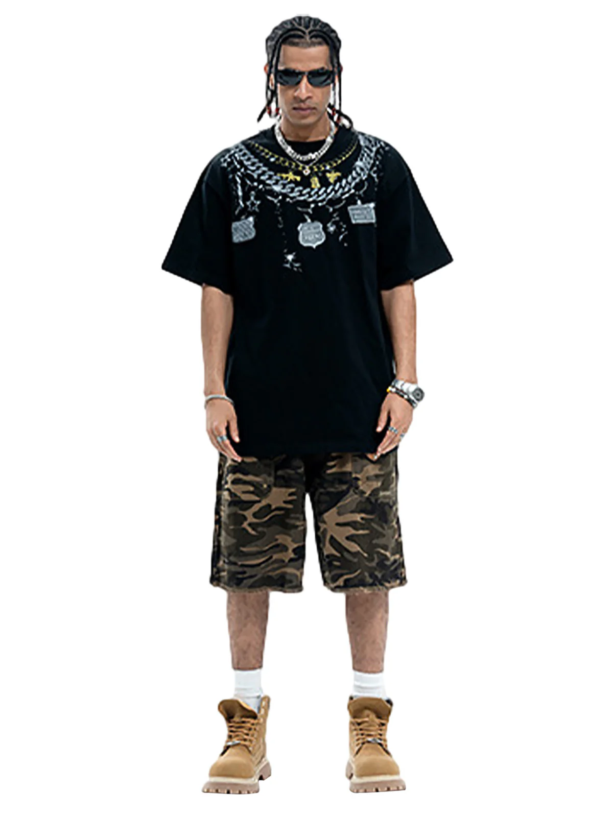 Chain Print Crew Neck T-Shirt