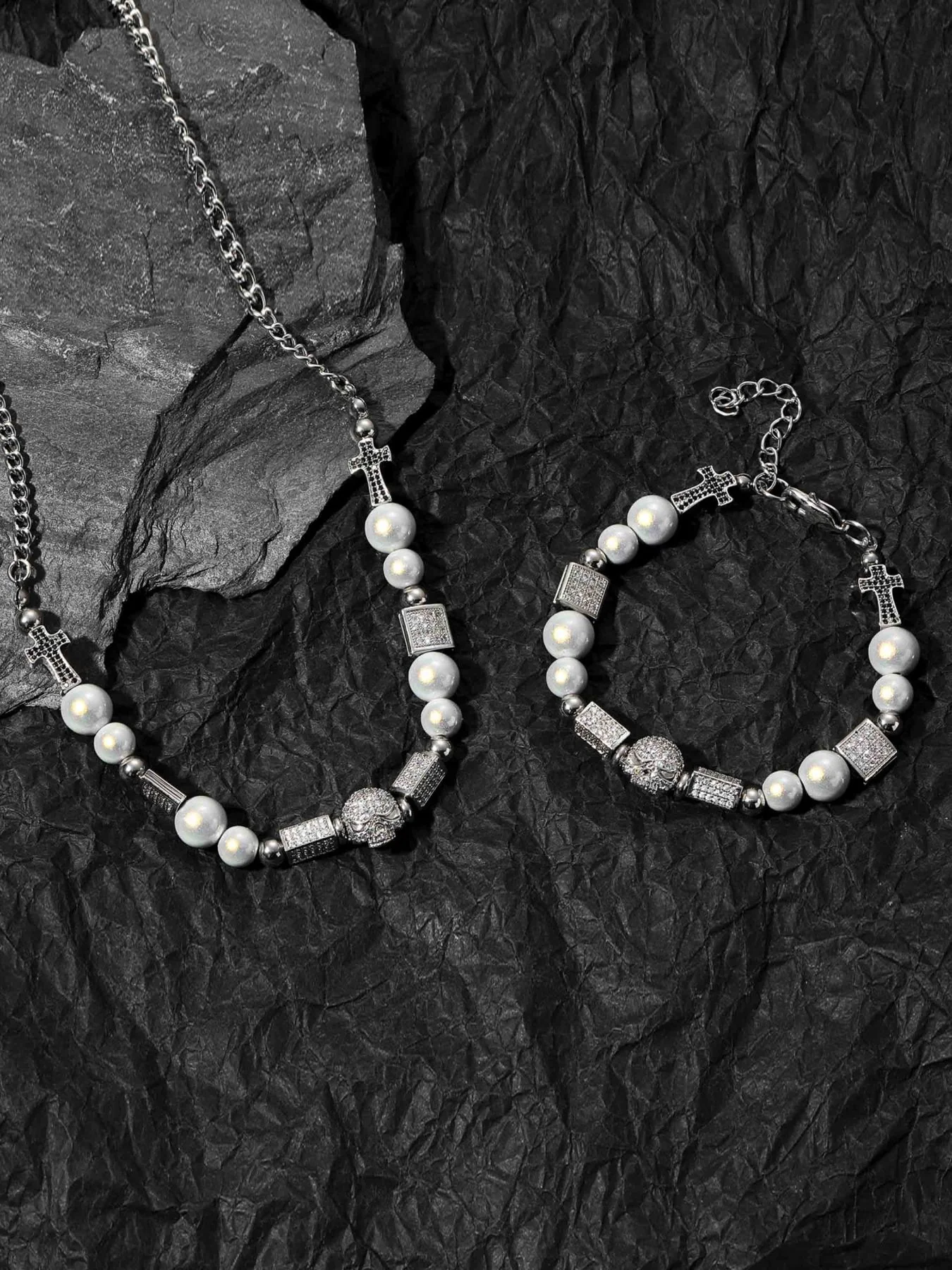 Thesupermade Skull Diamonds Stainless Steel Bracelet