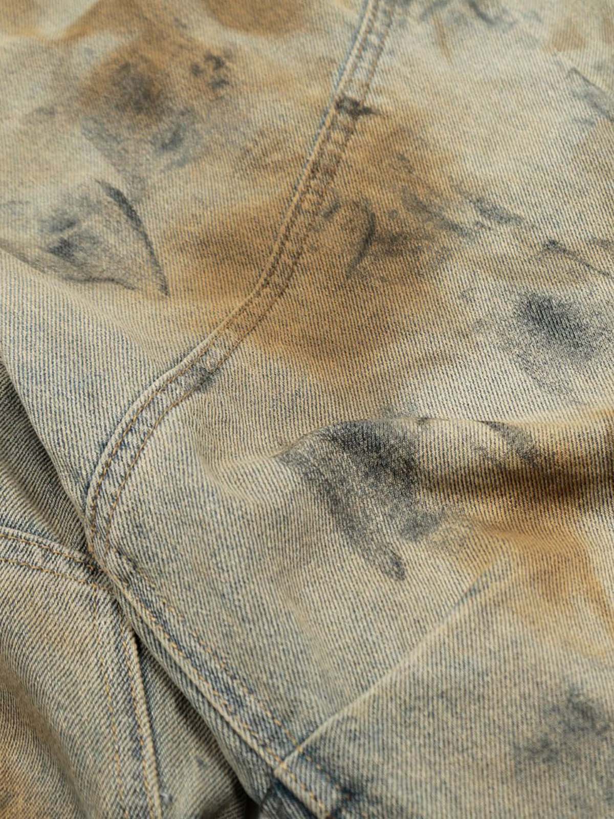 Distressed Tie-Dye Denim Shorts