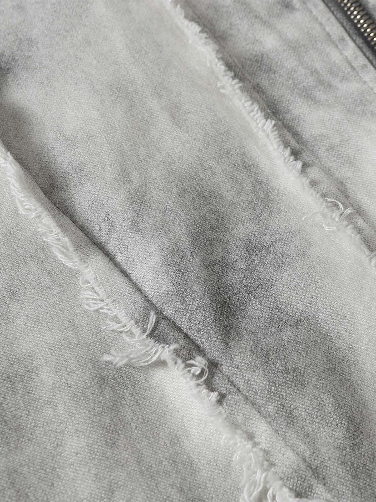 Thesupermade Washed Distressed Fur Hooded Jacket