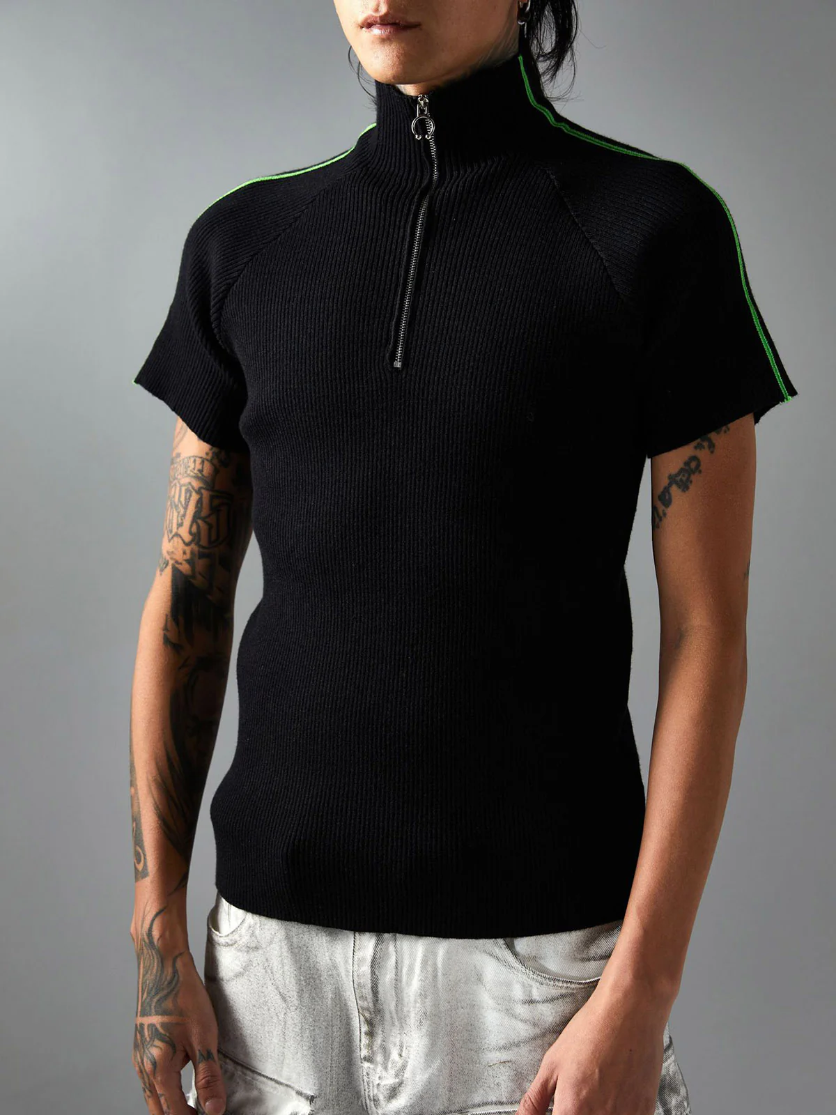 Retro Cleanfit Quarter Zip- Up T-Shirt