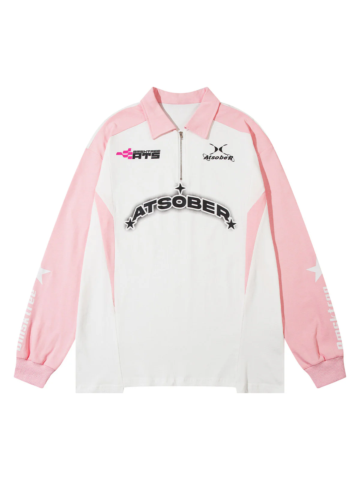 Thesupermade Star Contrast Color Long Sleeve Quarter Zipper Shirt