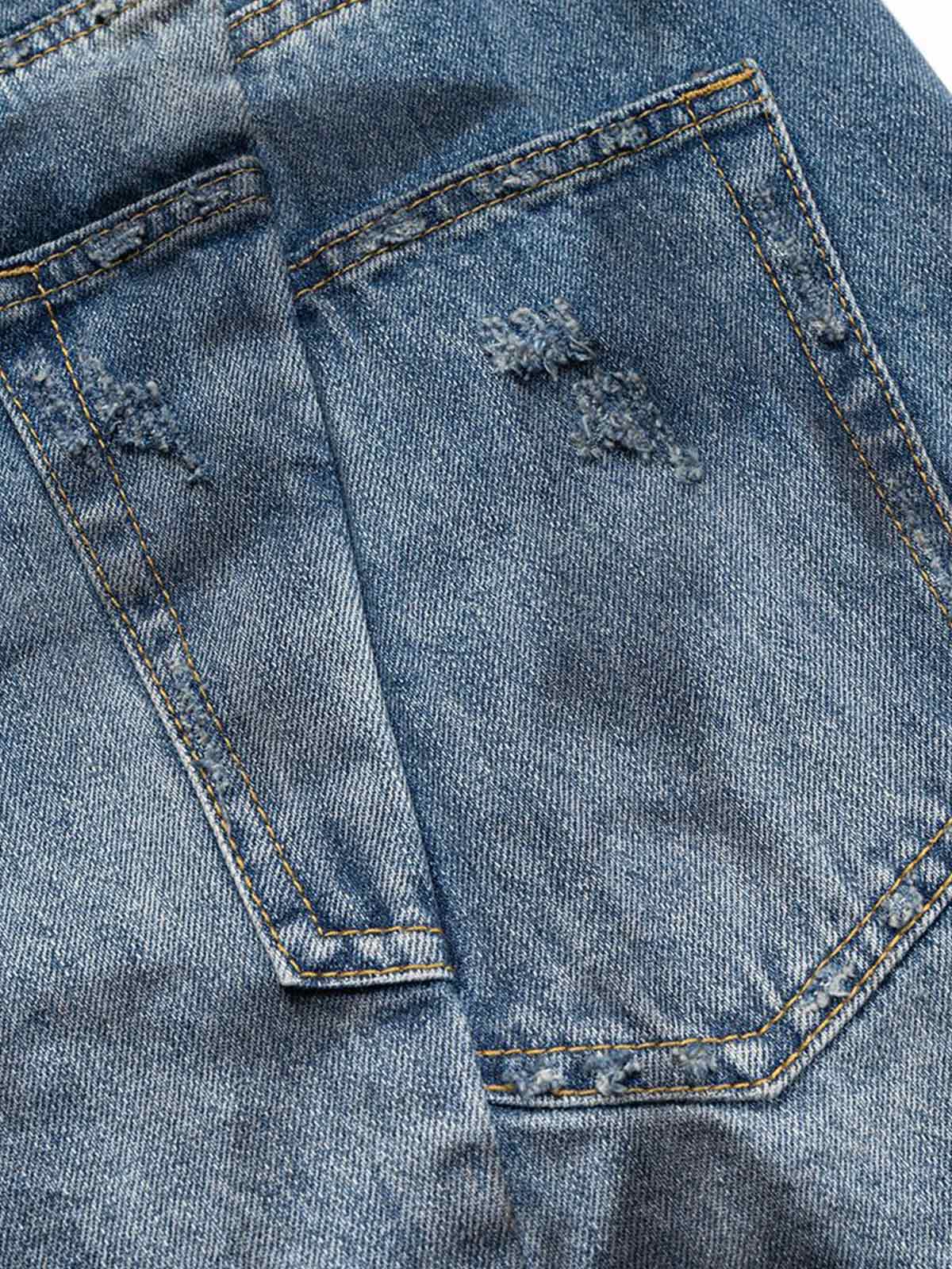 Tie-Dye Distressed Denim Shorts