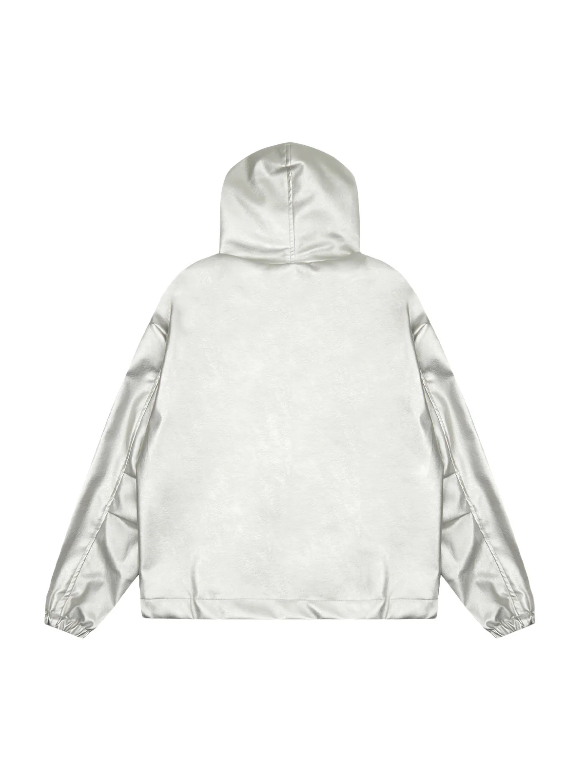 Thesupermade Silver Leather Motorcycle Hooded Jacket