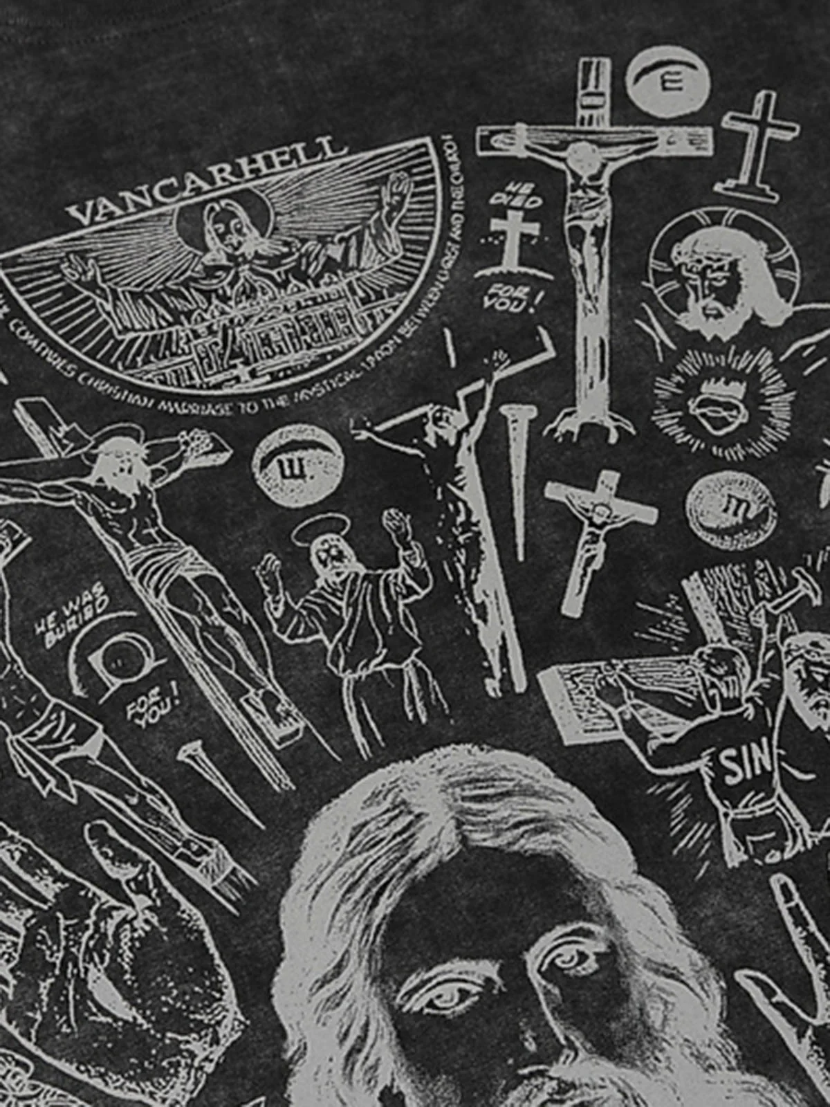 Vintage Cross Figure Print T-shirt