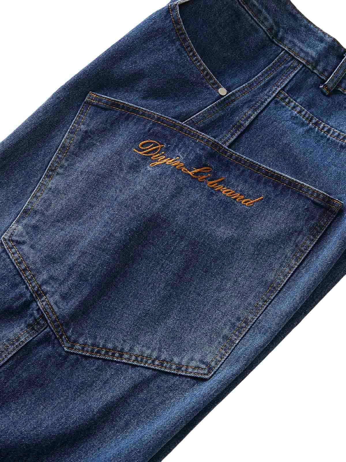 Embroidered Barrel Leg Jeans