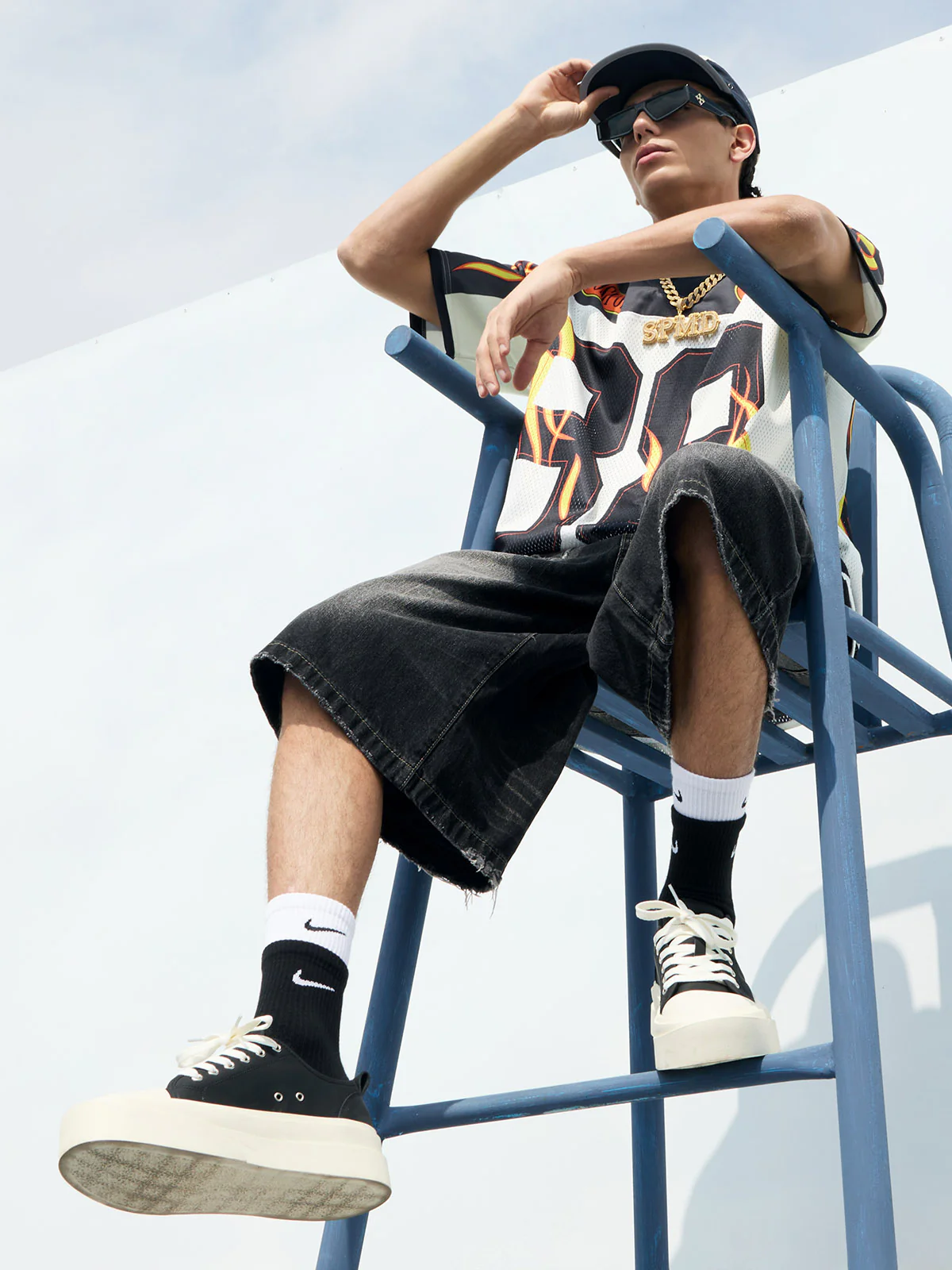 Jersey Style Flame Print T-shirt