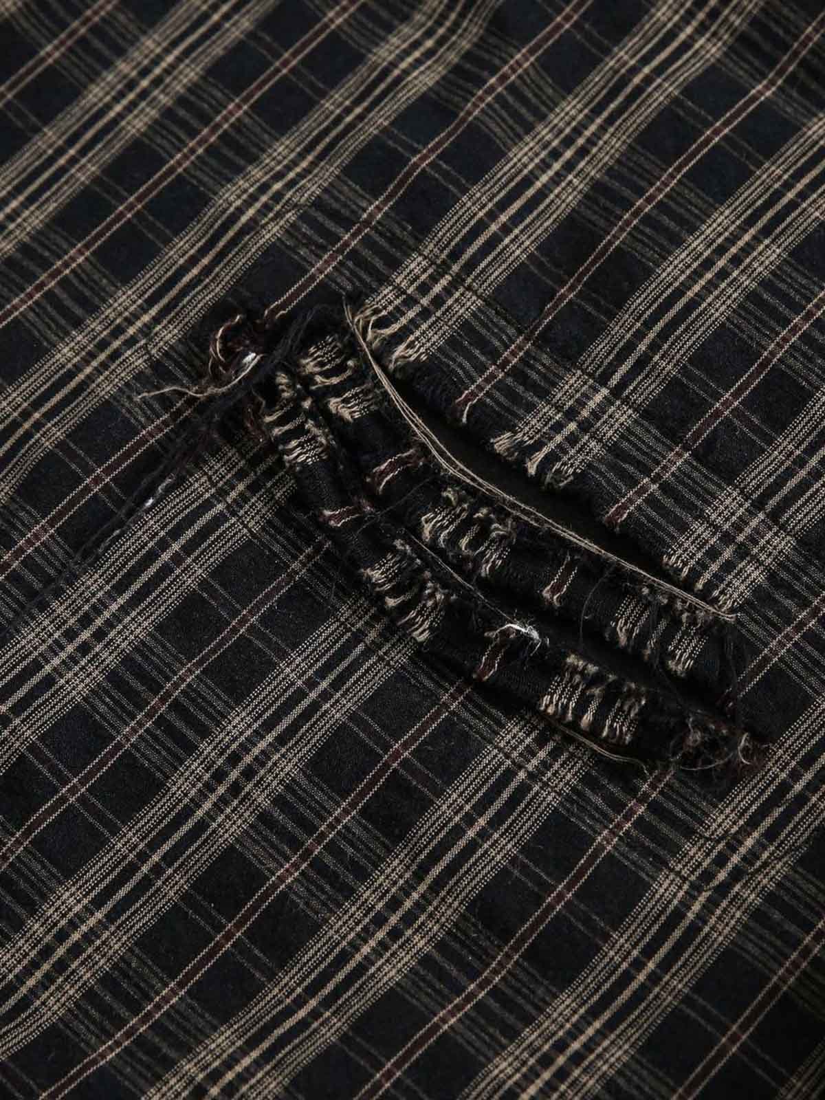 Distressed Plaid Short-Sleeve Shirt