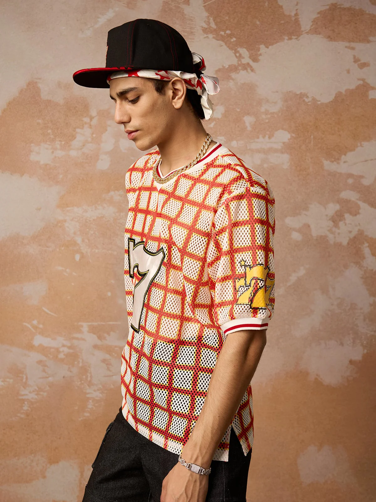 Original Jersey Plaid V-Neck T-shirt